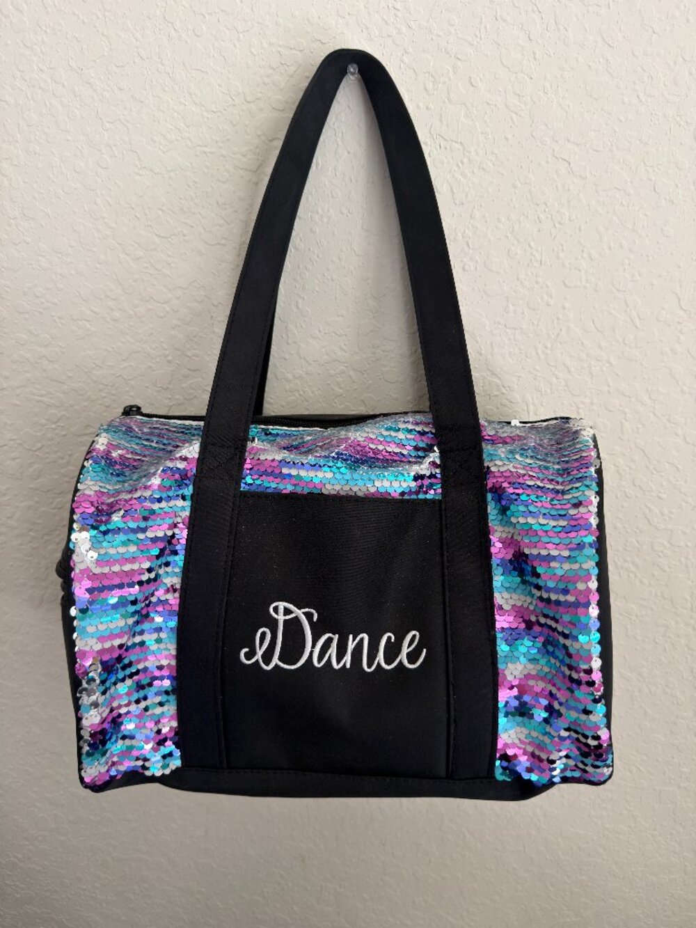 Horizon Dance 4401 Striped Sequin Small Duffel Bag Black (BT)
